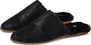 TOMS Womens Jade Metallic Suede Mules Flats Casual - Black