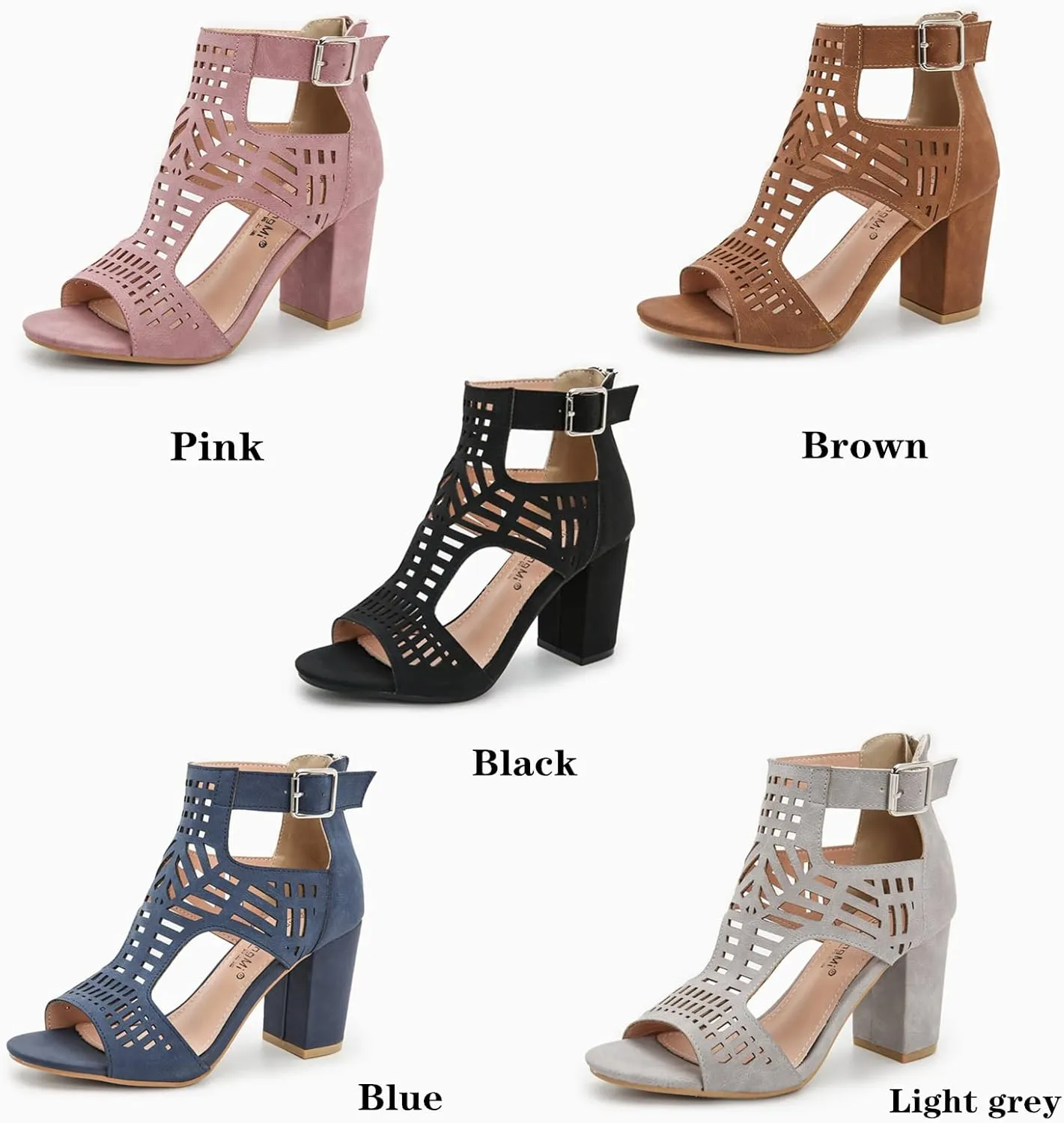 UOQAPRE Chunky Heeled Sandals for Womens Bohemian Cutout Open Toe Summer Block Womens Heeled Party Dress Sandals