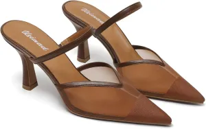 USIMAD Women's Mesh Mule Heels with Memory Foam Insole Pointy Toe Arch Support