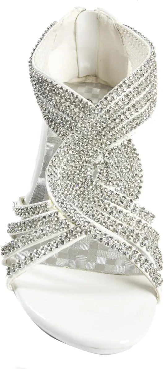 V-Luxury Womens Open Toe Med Heel Wedding Sandal Shoes