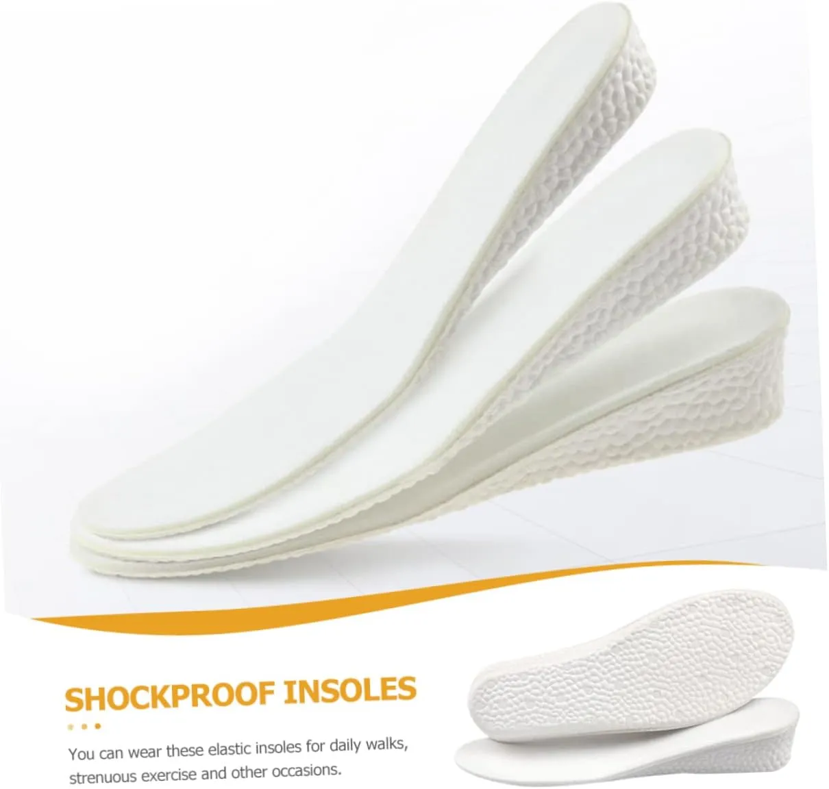 Vaguelly 1 Pair Insole Pads Soles Foam Runner Support Lift Trainer Shoe Inserts Height Arch Absorbing Foot Cushion Sports High Cushioned Feet Increasing Shoe Padding Increased