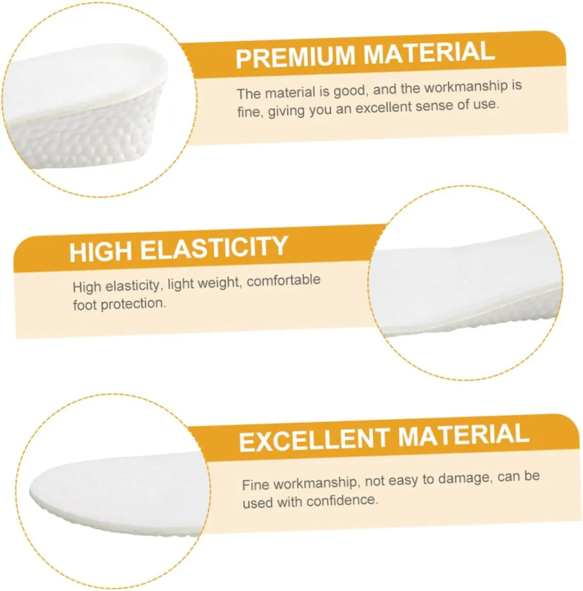 Vaguelly 1 Pair Insole Pads Soles Foam Runner Support Lift Trainer Shoe Inserts Height Arch Absorbing Foot Cushion Sports High Cushioned Feet Increasing Shoe Padding Increased