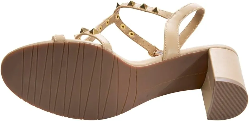 VANELi Womens Midge Studded Slingback Dress Sandals Mid Heel 2-3" - Beige