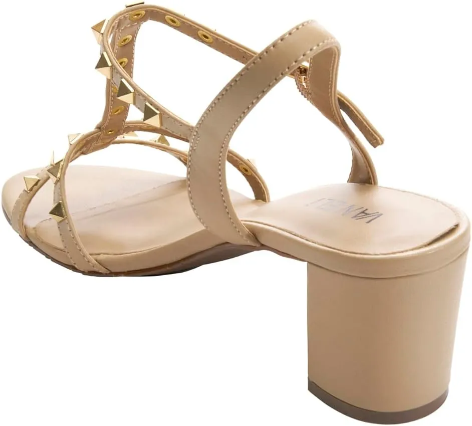VANELi Womens Midge Studded Slingback Dress Sandals Mid Heel 2-3" - Beige