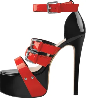 VERISSON Women's Open Toe High Heels Sandals Triple Cross Bands Buckle Strap Platform Ankle Sandals Party Dress Two-piece Sandals