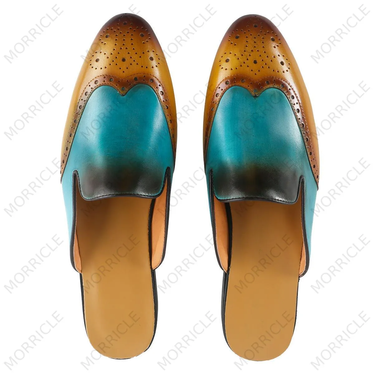 Vintage Patina Brogue Wingtip Mule