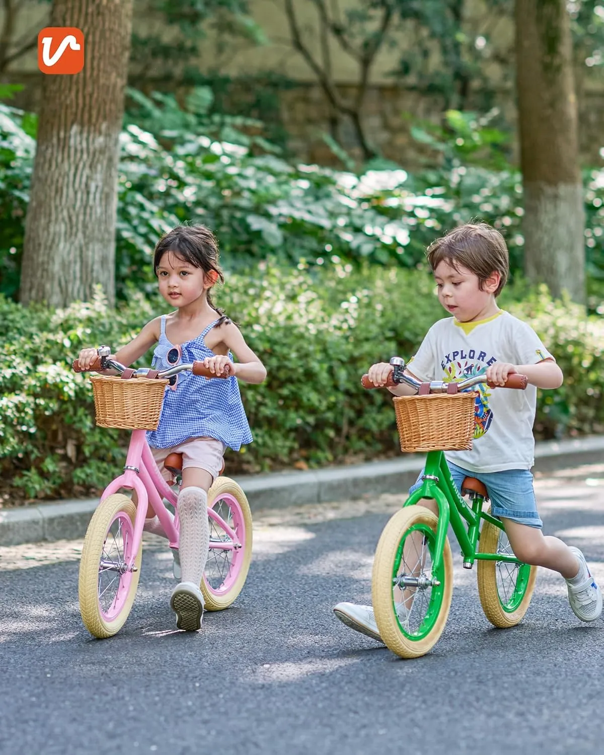 Viribus 14 inch Balance Bike for 3  to 7 Year Old Boy or Girl, with Basket, Rubber Tire, Carbon Steel Frame, 66 lb