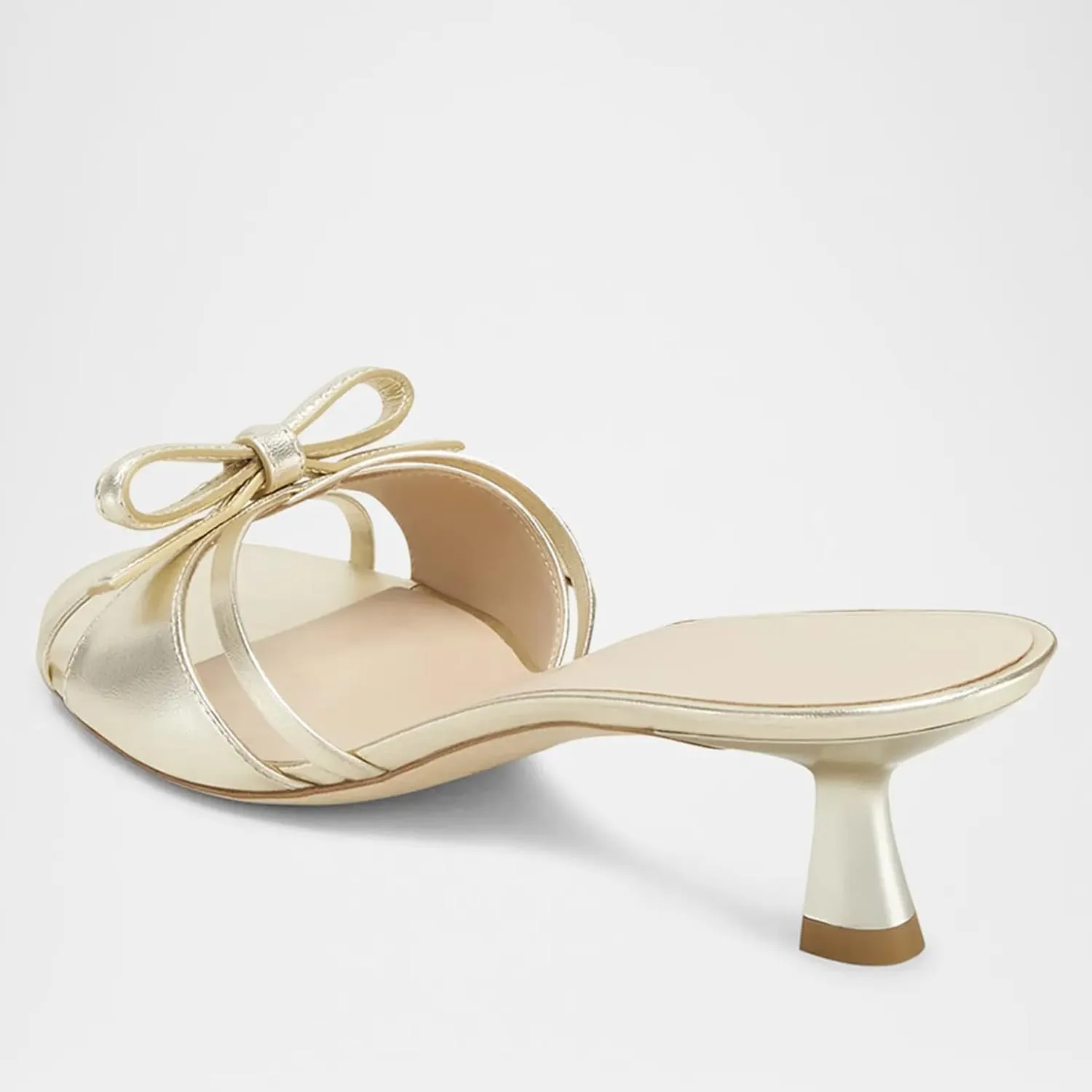 Women Heeled Sandals Mules Round Open Toe Bow Slides Low Kitten Heels Silp On Slippers Casual Stiletto Wedding Dress Slide Shoes