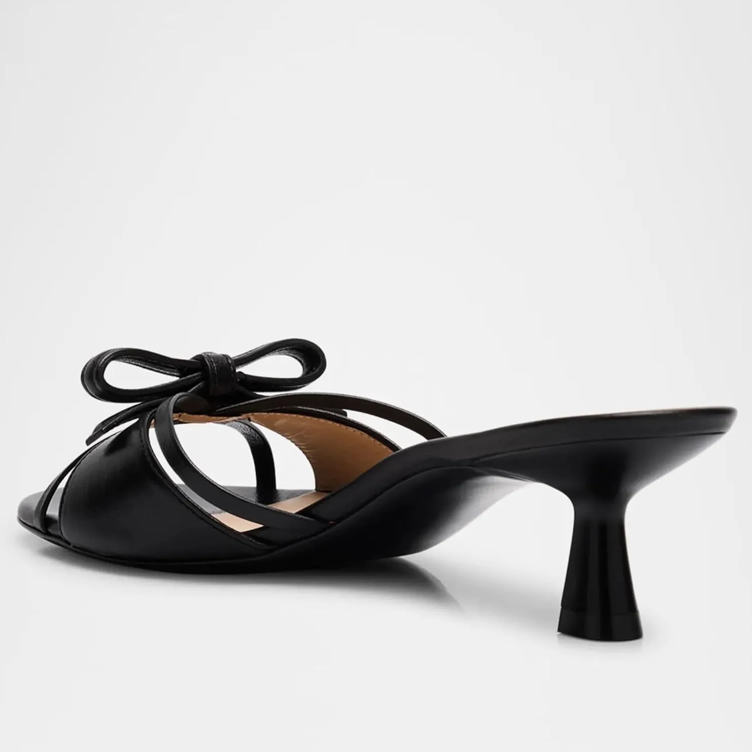 Women Heeled Sandals Mules Round Open Toe Bow Slides Low Kitten Heels Silp On Slippers Casual Stiletto Wedding Dress Slide Shoes