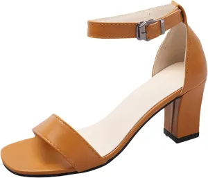 Women High Heels Sandal Open Toe Ankle Buckle Strap Dress Shoes Wedding Party Block Chunky Heel Pump Sandals