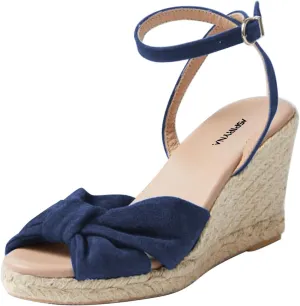 Women Trendy Peep Toe Ankle Strap Buckle Espadrille Sandals Wedge High Heel Summer Vacation Daily Wear Casual Shoes Size 4-16 US