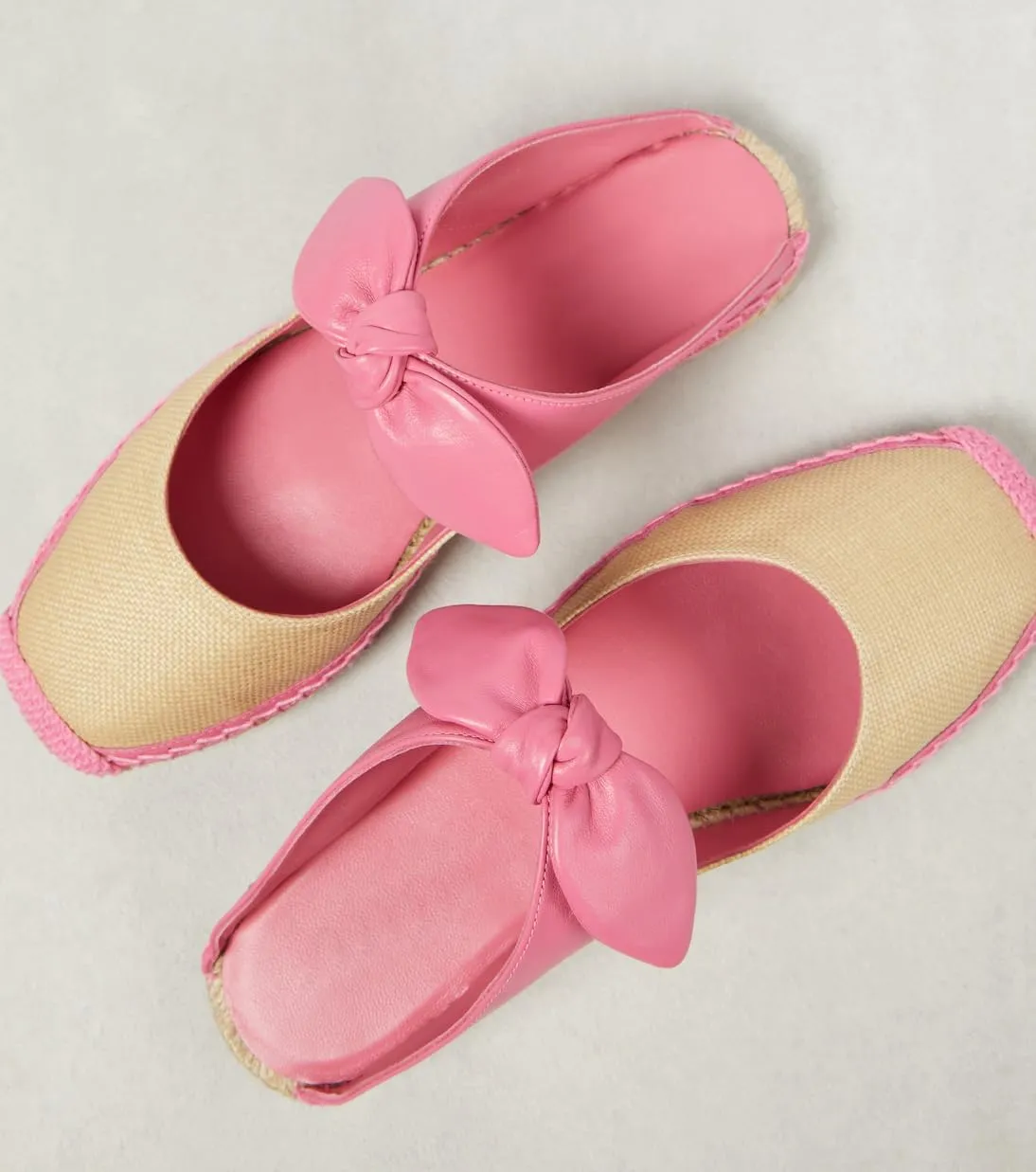 Women's Flat Mules Bow Sandals Leather Raffia Espadrilles Slip-On Casual Loafers Summer Beach Loafer Shoes