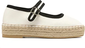 Women's Mary Jane Woven Espadrilles Ballet Flats for Women Outsole Canvas Summer Ballerina Flats.