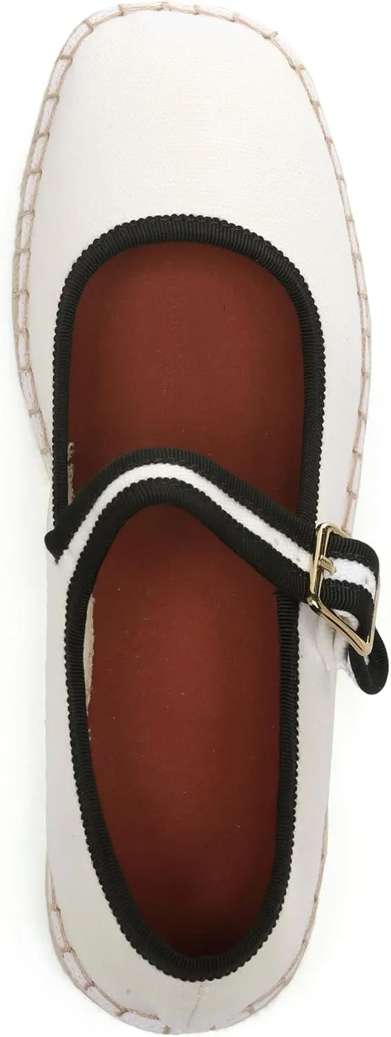 Women's Mary Jane Woven Espadrilles Ballet Flats for Women Outsole Canvas Summer Ballerina Flats.