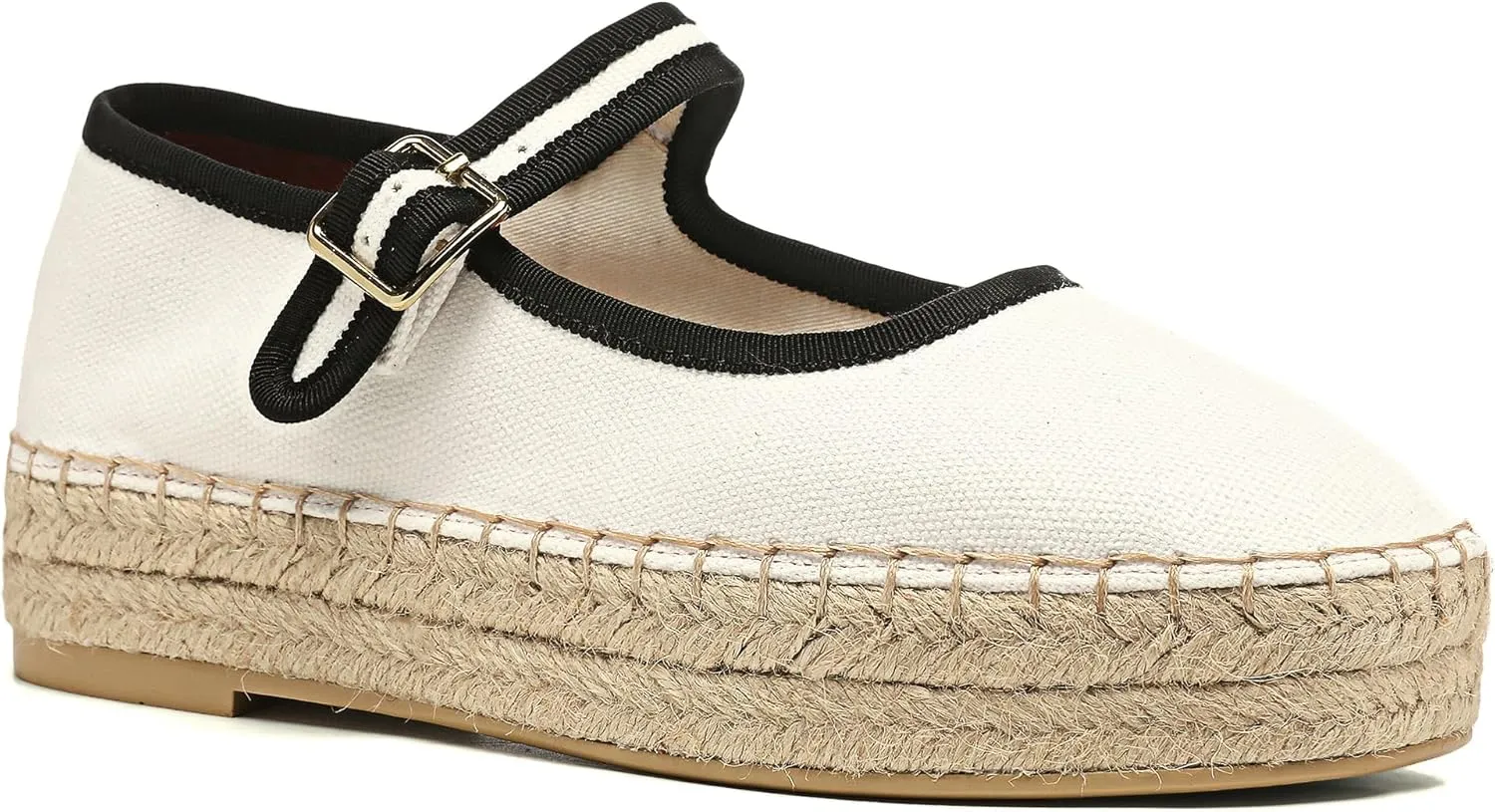 Women's Mary Jane Woven Espadrilles Ballet Flats for Women Outsole Canvas Summer Ballerina Flats.