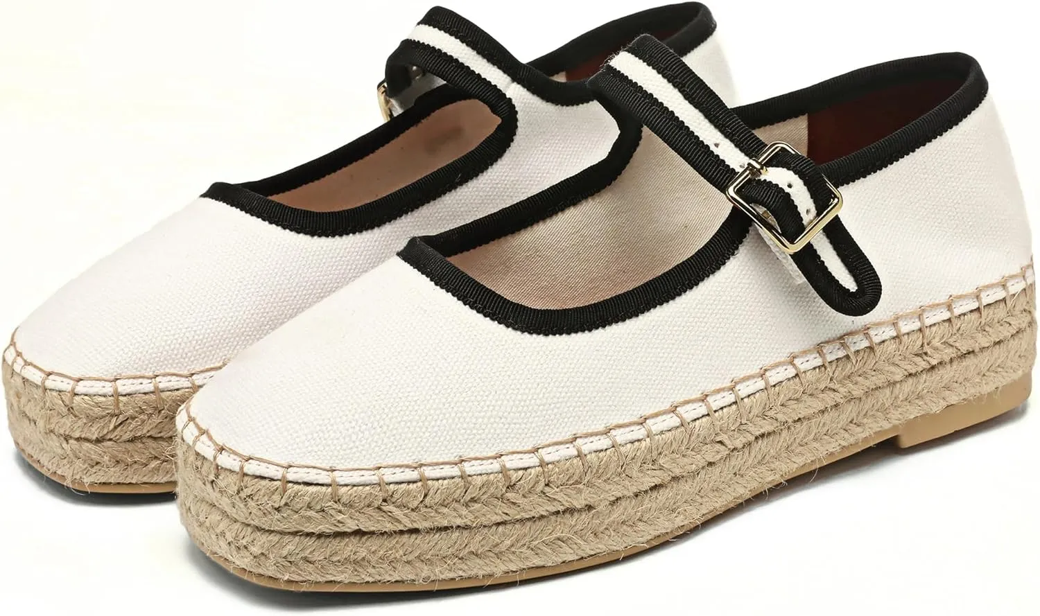 Women's Mary Jane Woven Espadrilles Ballet Flats for Women Outsole Canvas Summer Ballerina Flats.