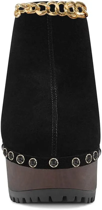 XYD Cork Platform Super High Heels Mules for Women Chunky Block Studded Closed Round Toe Slides Sandals Backless Fashion Dress Club Shoes