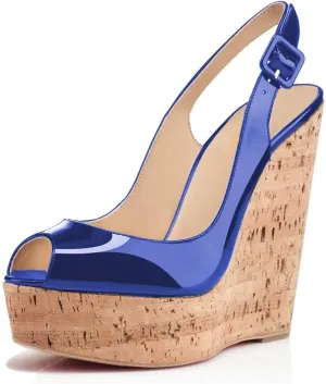 XYD Women Peep Toe Wedge Sandals Platform High Heel Bohemia Resort Slip On Slingback Shoes Size